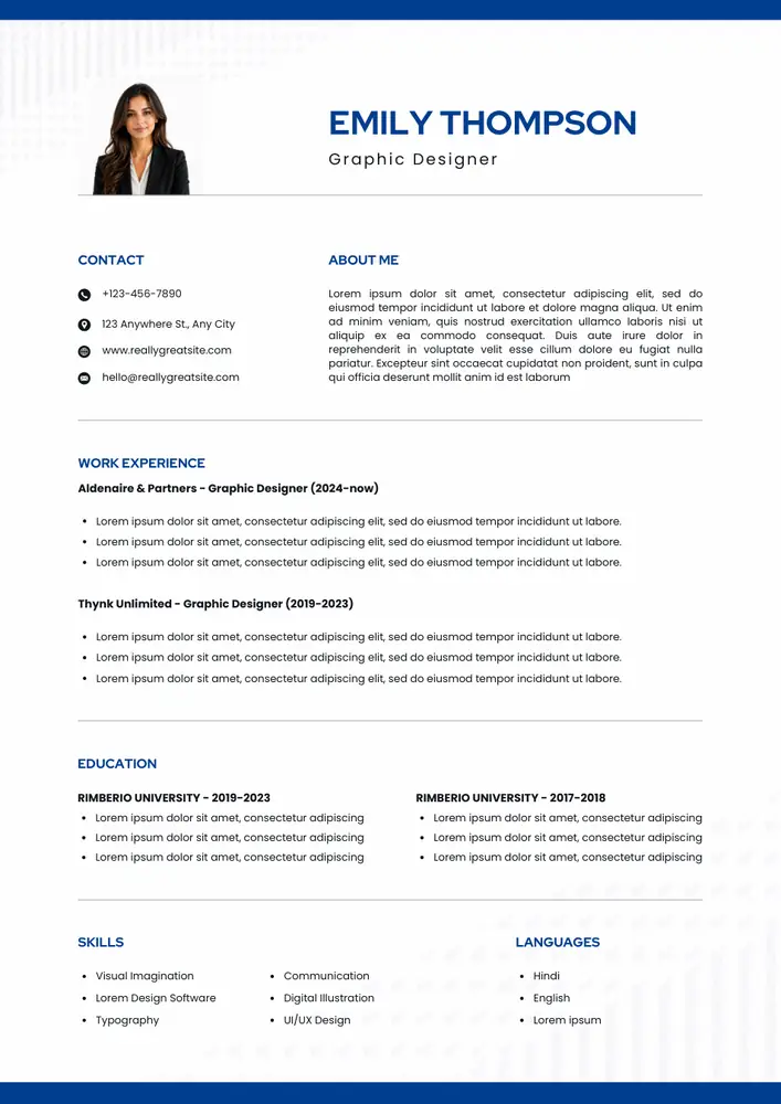 Creative resume layout preview